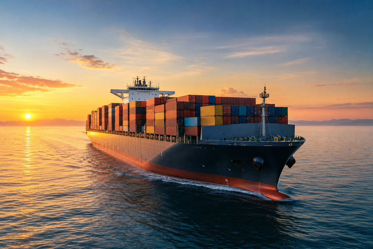 Sea freight — container ship moving cargo across the ocean